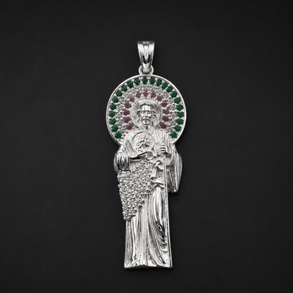 Dije San Judas CZ Tricolor Plata 925