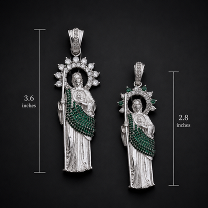 Dije San Judas CZ Verde Plata 925