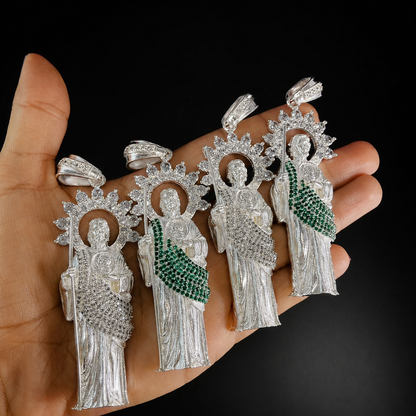 Dije San Judas CZ Verde Plata 925