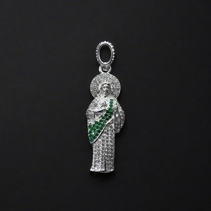Dije San Judas CZ Verde Plata 925