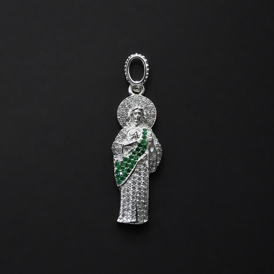St Jude Green Zircoin 925 Sterling Silver