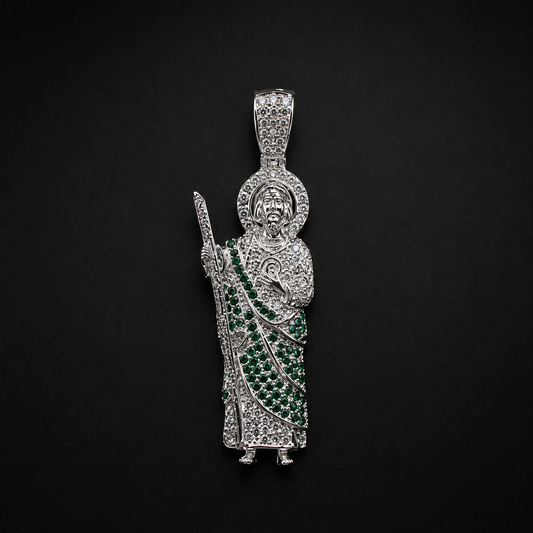 St Jude Green Zircoin Pendant 925 Sterling Silver