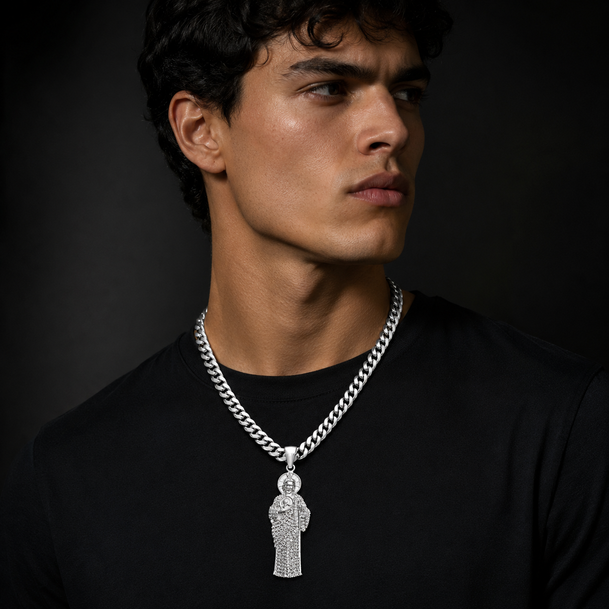 Dije San Judas Iced Out Plata 925