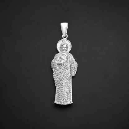 Dije San Judas Iced Out Plata 925