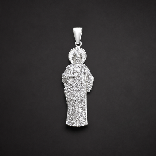 San Judas Iced Out 925 Silver Pendant