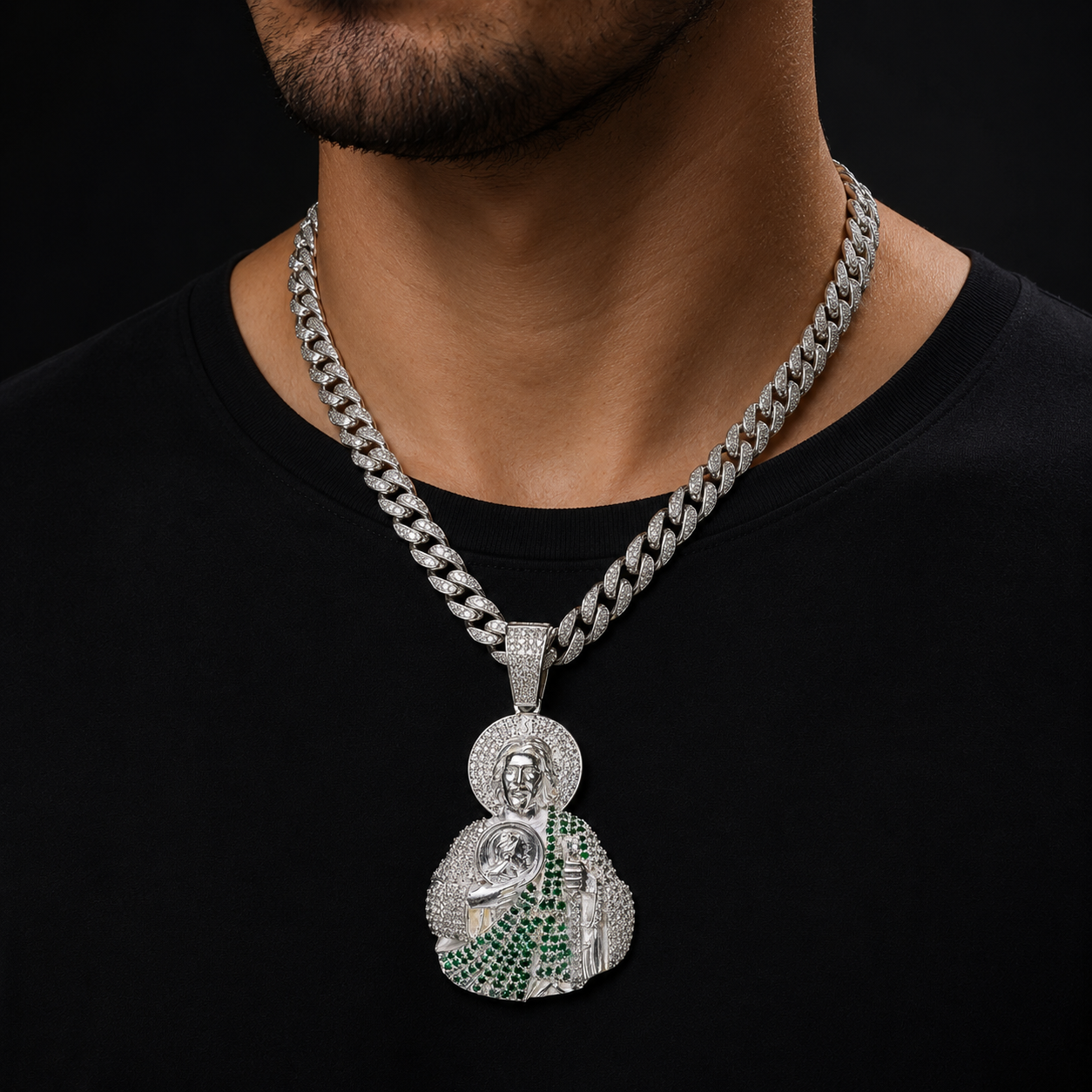 Dije San Judas Torso CZ Plata 925