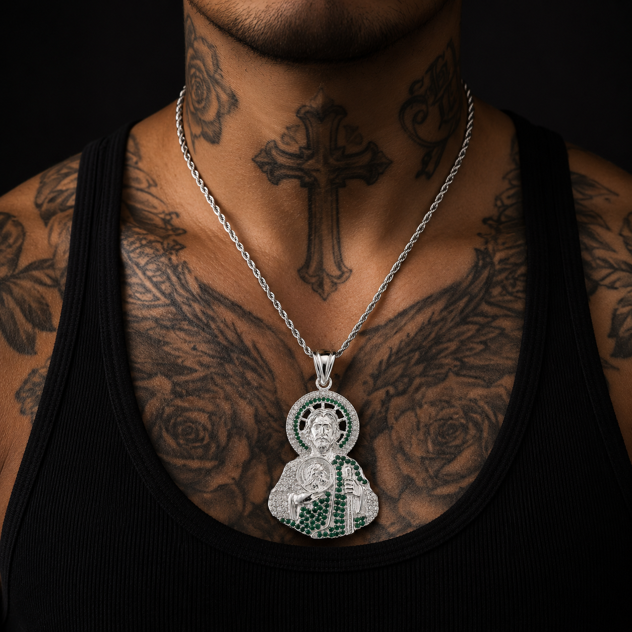 Dije San Judas Torso CZ Plata 925