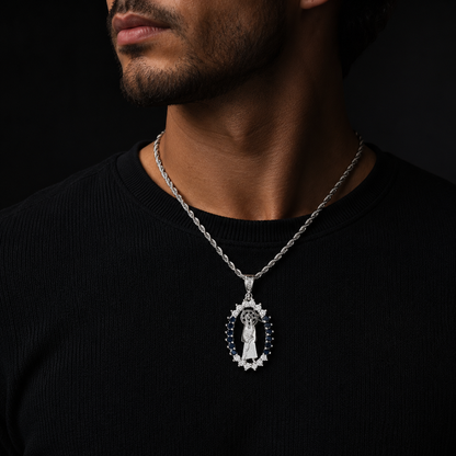 Dije Santa Muerte CZ Negro Plata 925