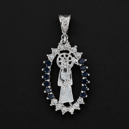 Dije Santa Muerte CZ Negro Plata 925
