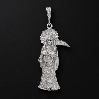 Dije Santa Muerte CZ Negro Plata 925