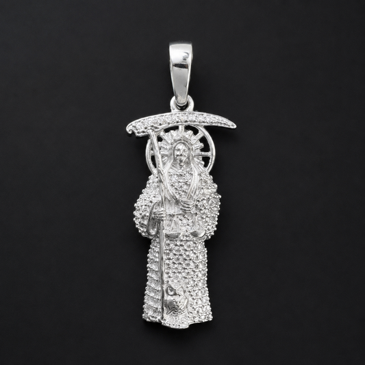 Santa Muerte CZ Sterling Silver Pendant