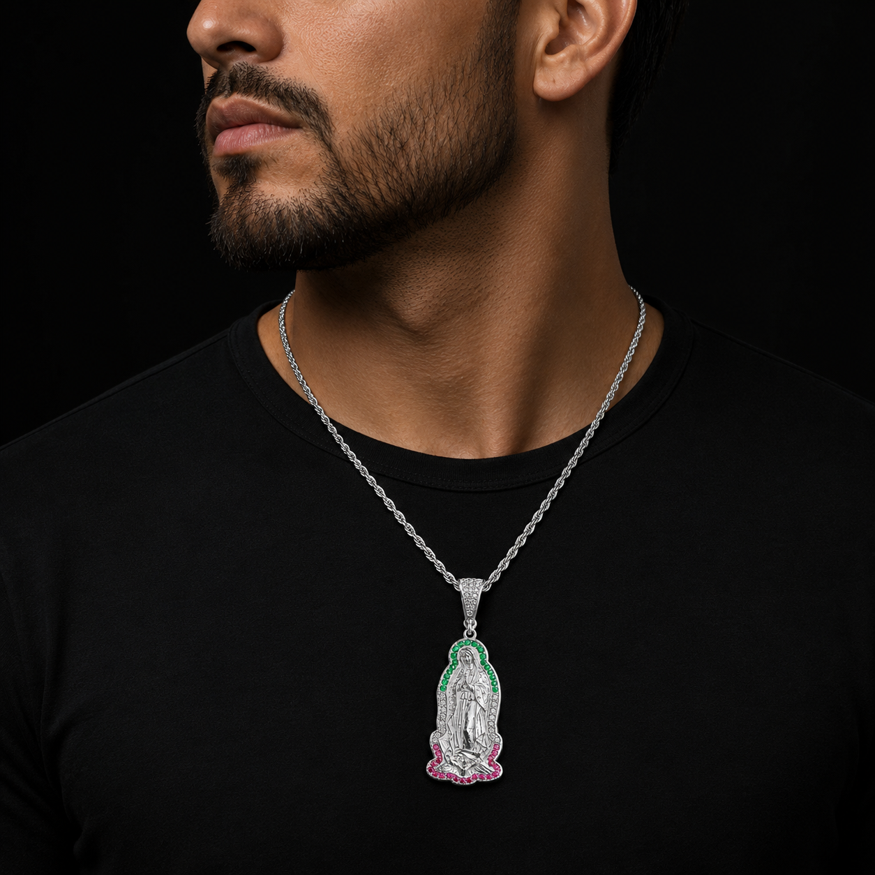 Dije Virgen Guadalupe CZ Plata 925