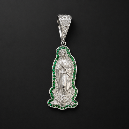 Virgin Guadalupe Pendant CZ Sterling Silver 925