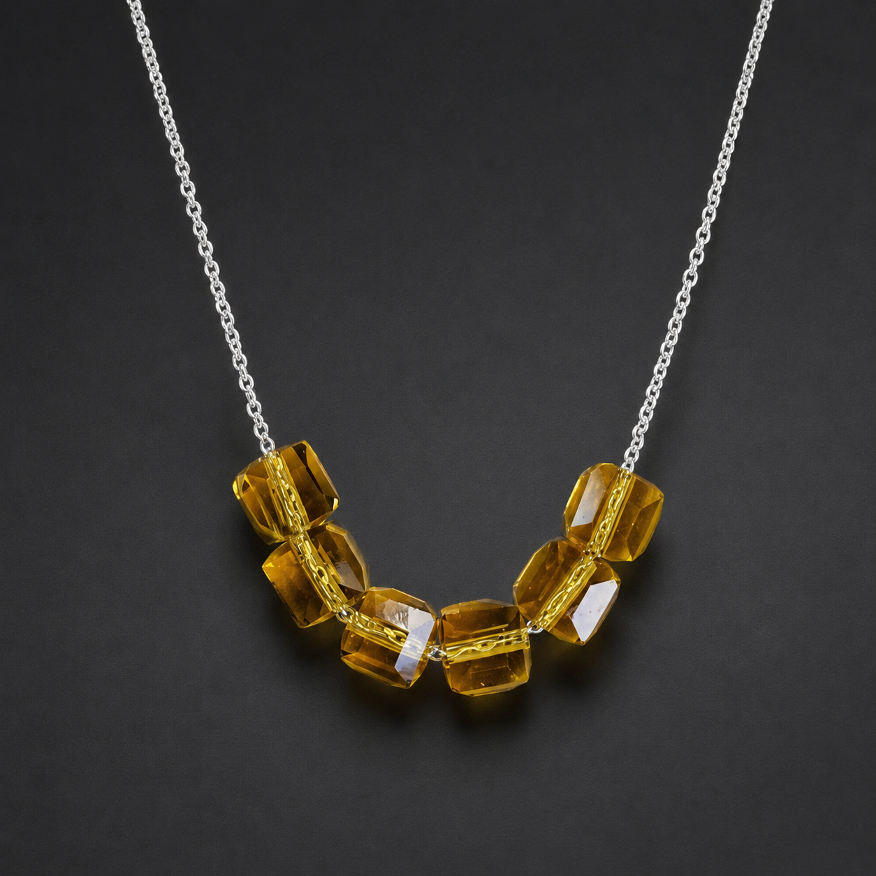 Amber Cubes 925 Silver Choker