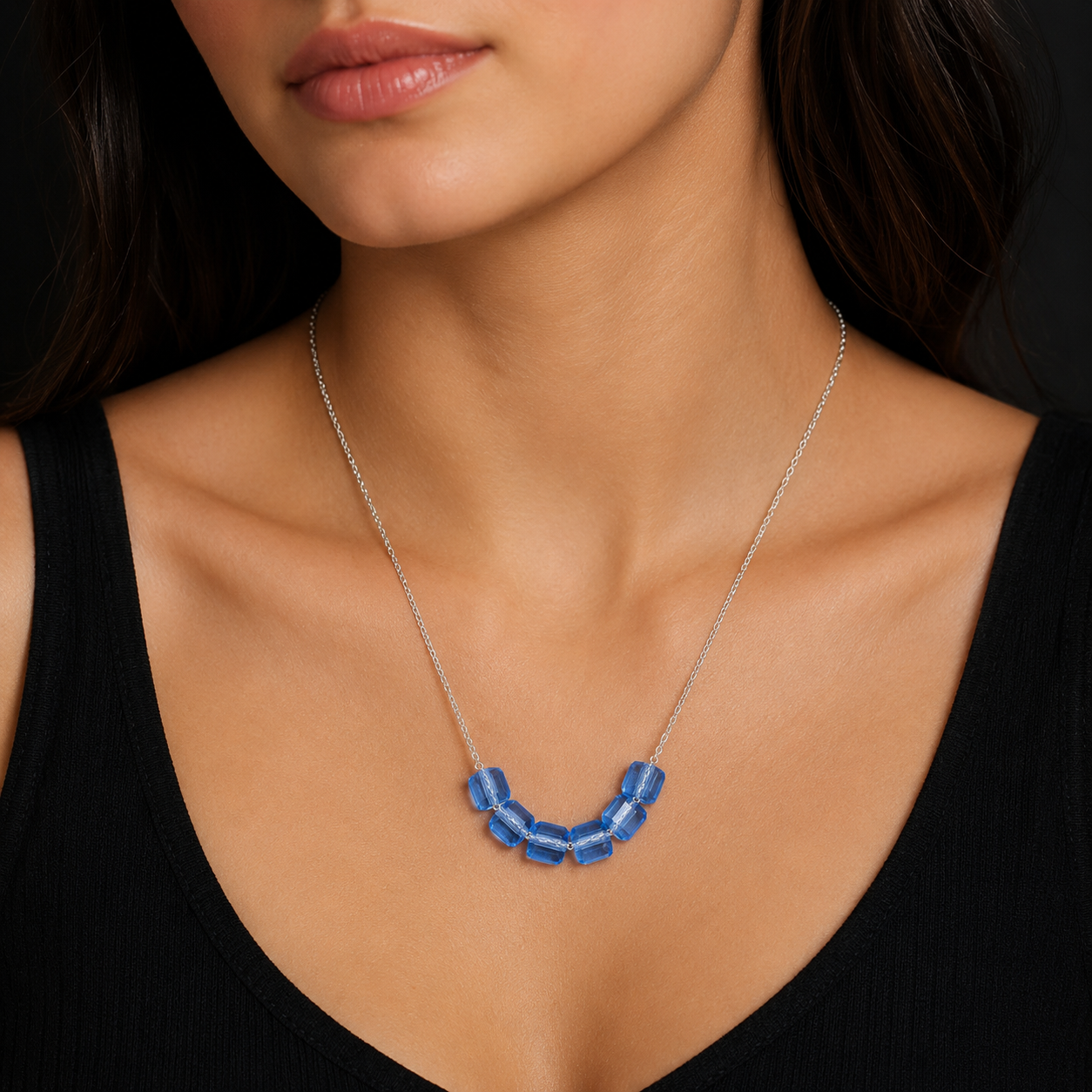 Gargantilla Cubos Azul Plata 925