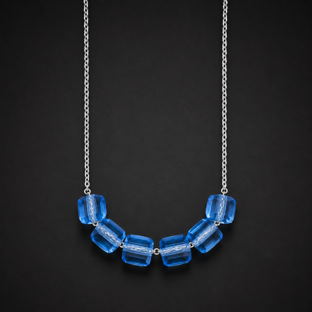 Gargantilla Cubos Azul Plata 925