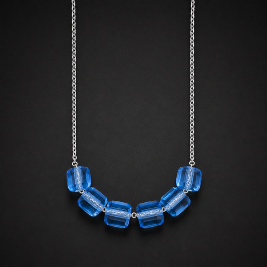 Blue Cube Sterling Silver Choker