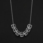Clear Cube Necklace Sterling Silver 925