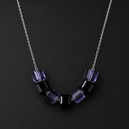 Necklace Black Violet Cubes Sterling Silver 925