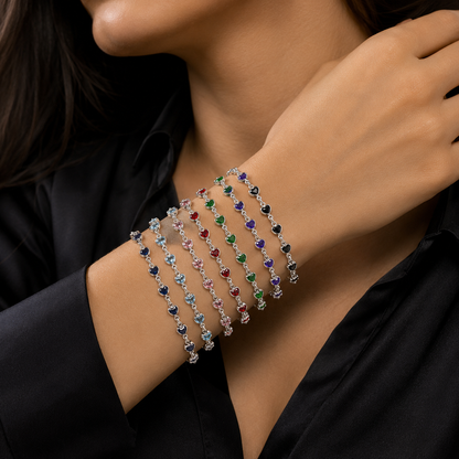 Pulseras Corazón Multicolor Plata 925