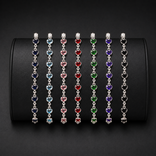 Multicolor Heart 925 Sterling Silver Bracelets