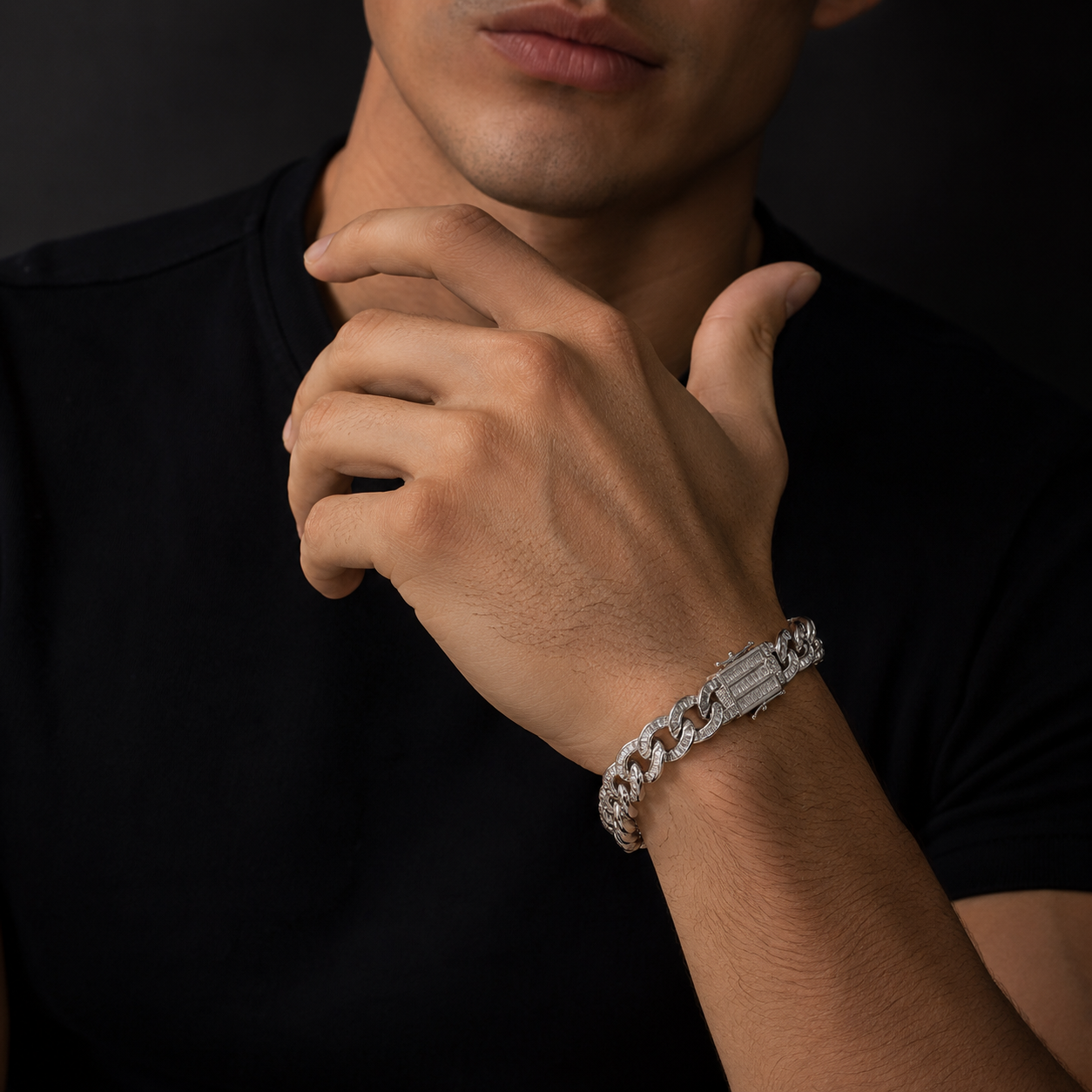 Pulso Cubano Baguette CZ Plata 925
