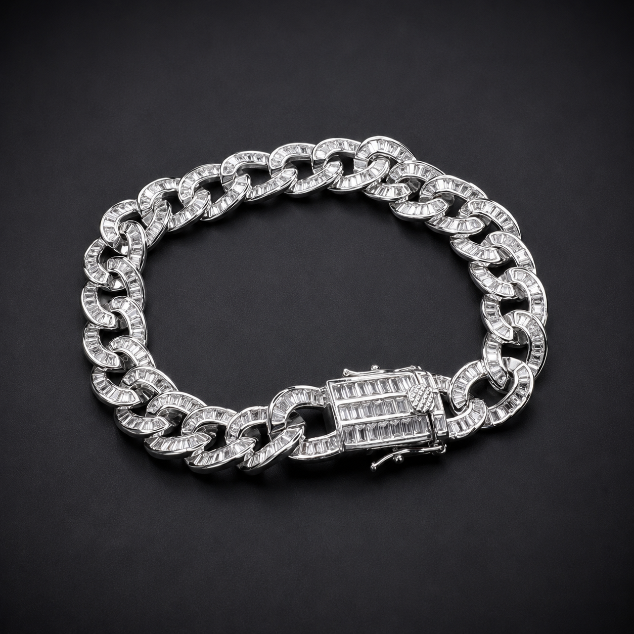 Pulso Cubano Baguette CZ Plata 925