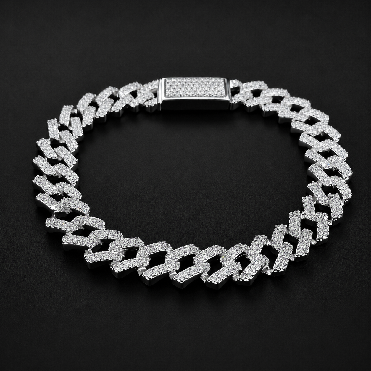 Pulso Eslabón Cuadrado CZ Plata 925