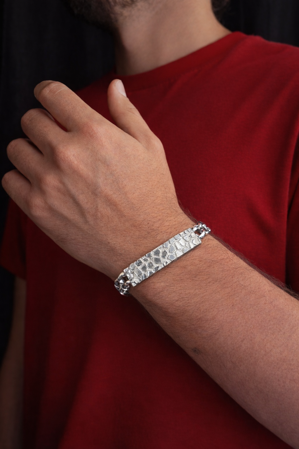 Pulso Nugget Cubano Plata 925 Plata 925 mexicana - MEXA Jewelry