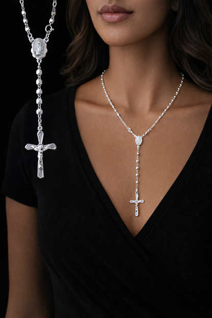 Rosario de Bola Facetada 3mm Plata 925 Plata 925 mexicana - MEXA Jewelry