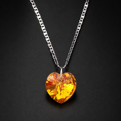 Amber Heart Silver 925 Set