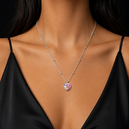 Set Corazón Cristal Violeta Plata 925
