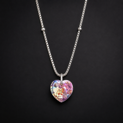 Set Corazón Cristal Violeta Plata 925