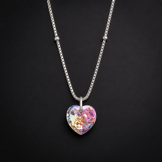 Violet Crystal Heart 925 Silver Set