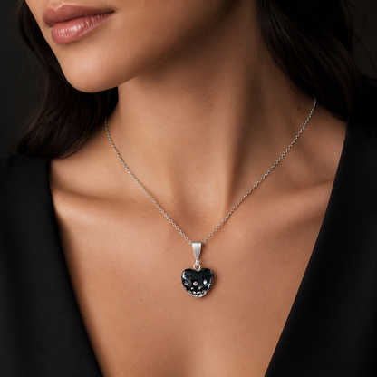 Set Corazón Negro Plata 925