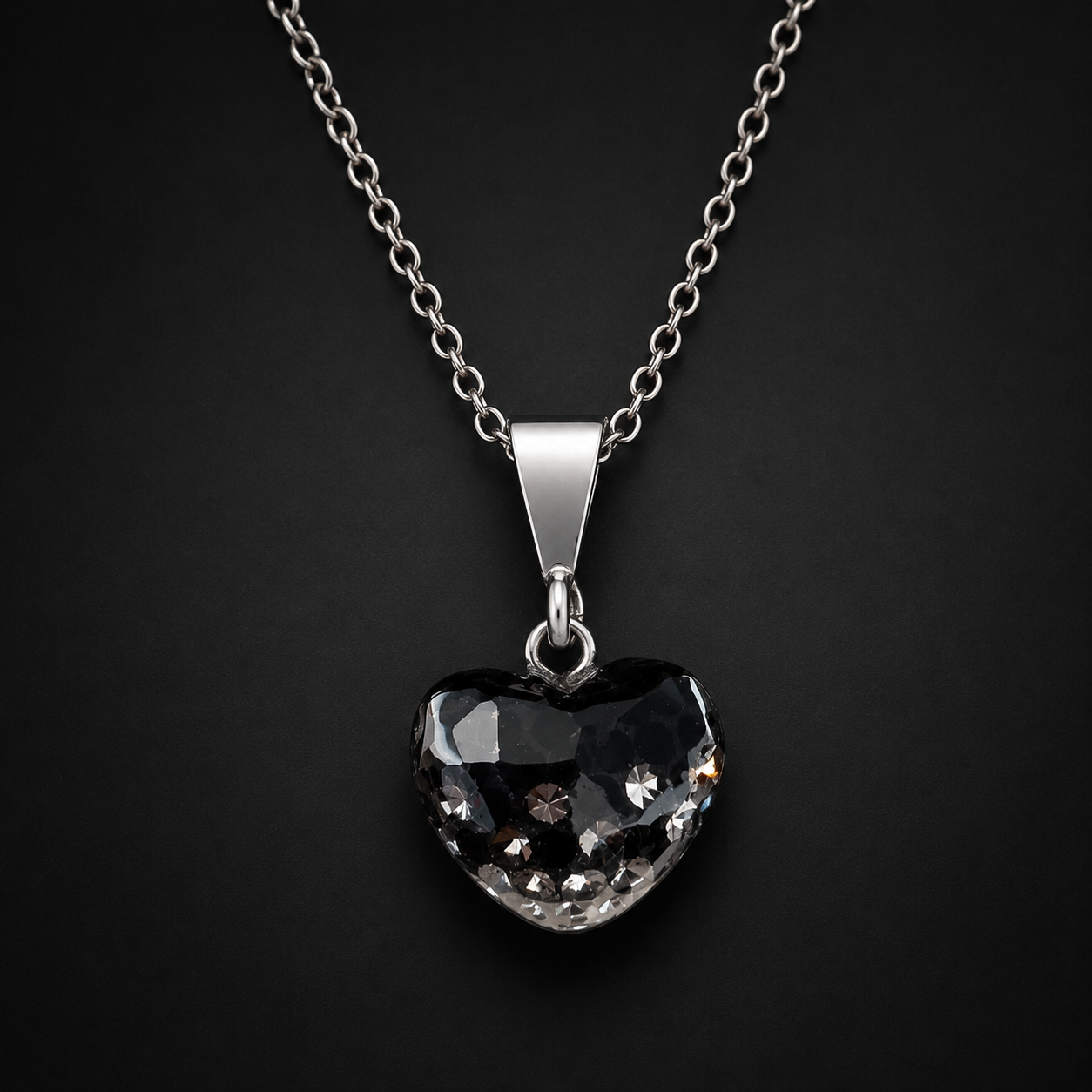 Set Corazón Negro Plata 925