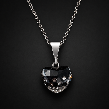 Set Corazón Negro Plata 925