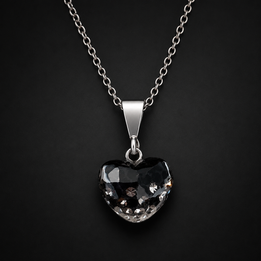 925 Sterling Silver Black Heart Set