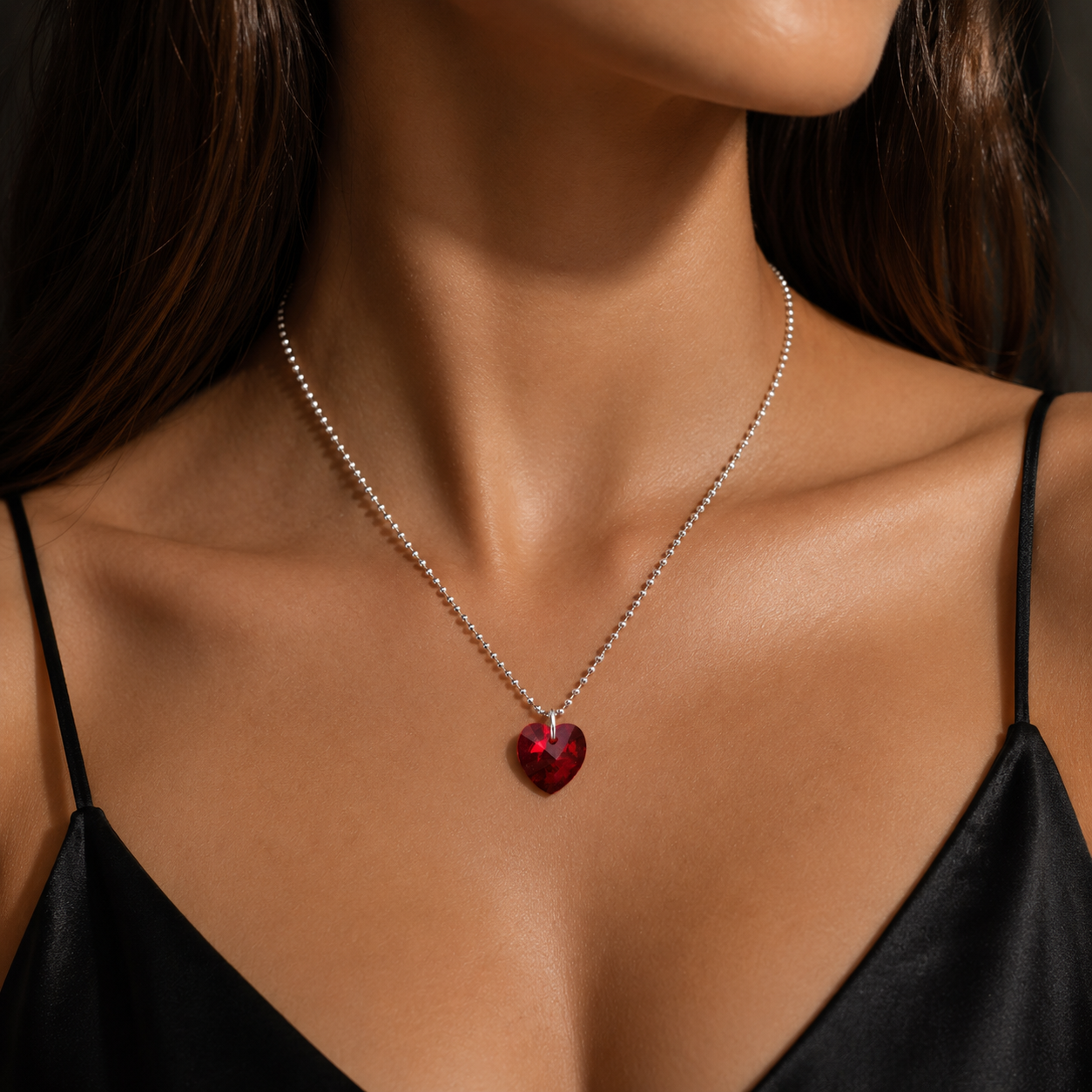 Set Corazón Rojo Plata 925