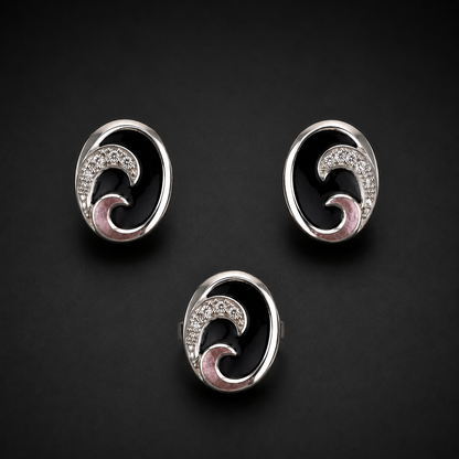 Set Espiral Negro Plata 925