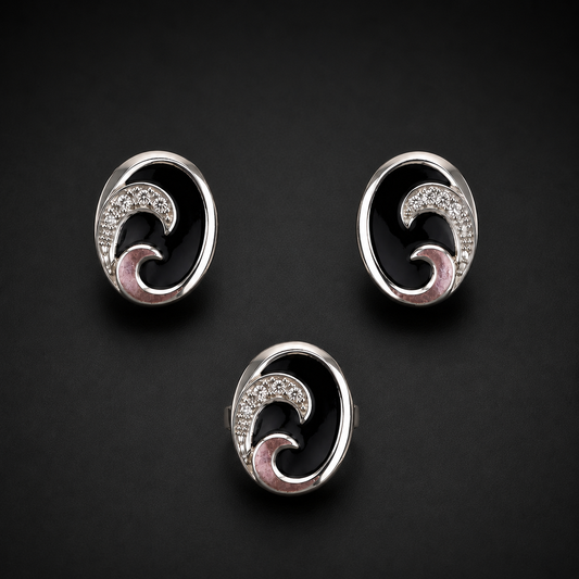 Black Spiral Set Sterling Silver 925