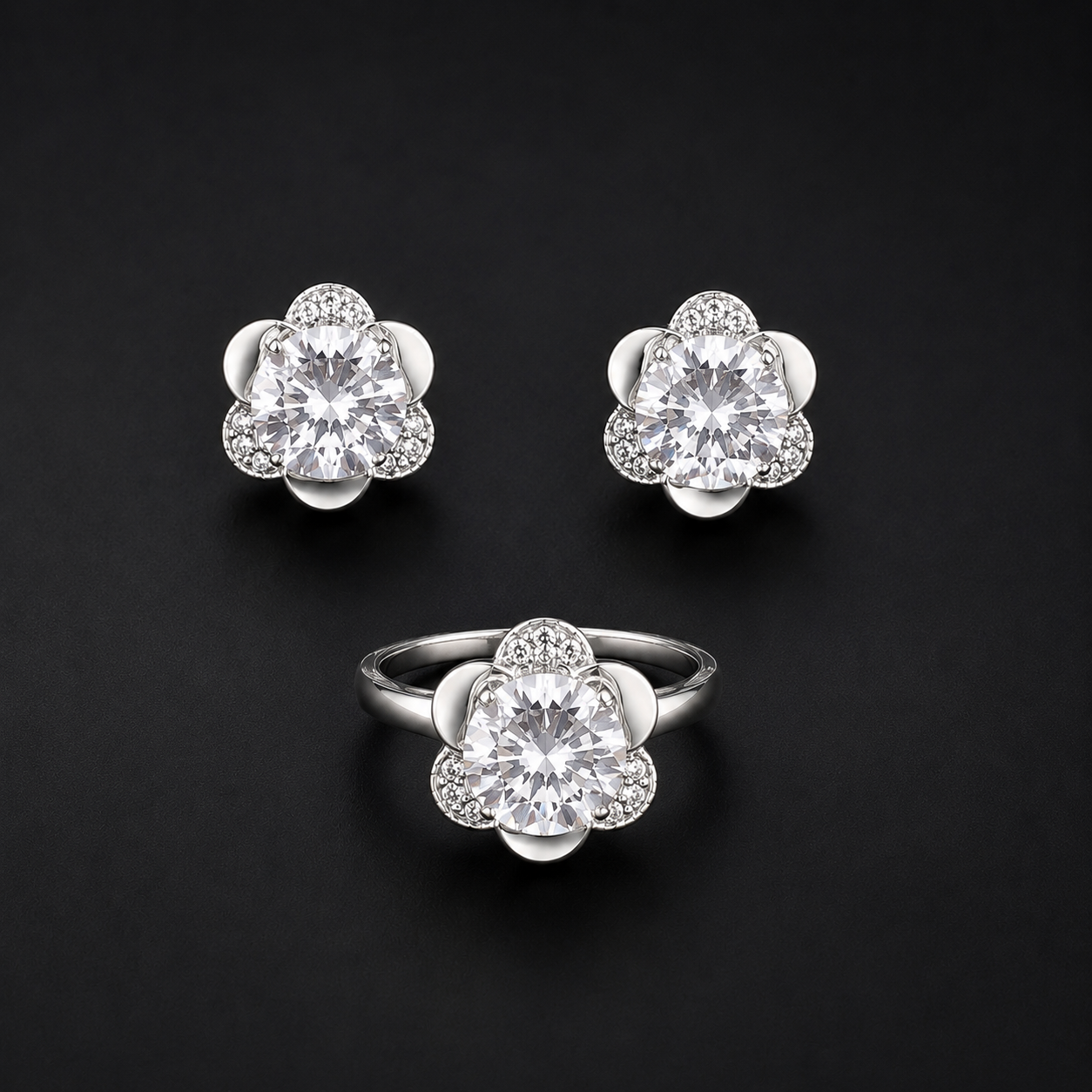Set Flor Plata 925