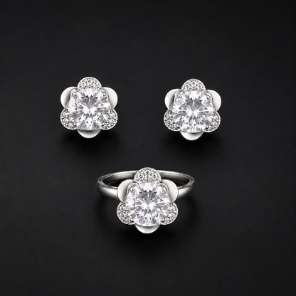 Set Flor Plata 925