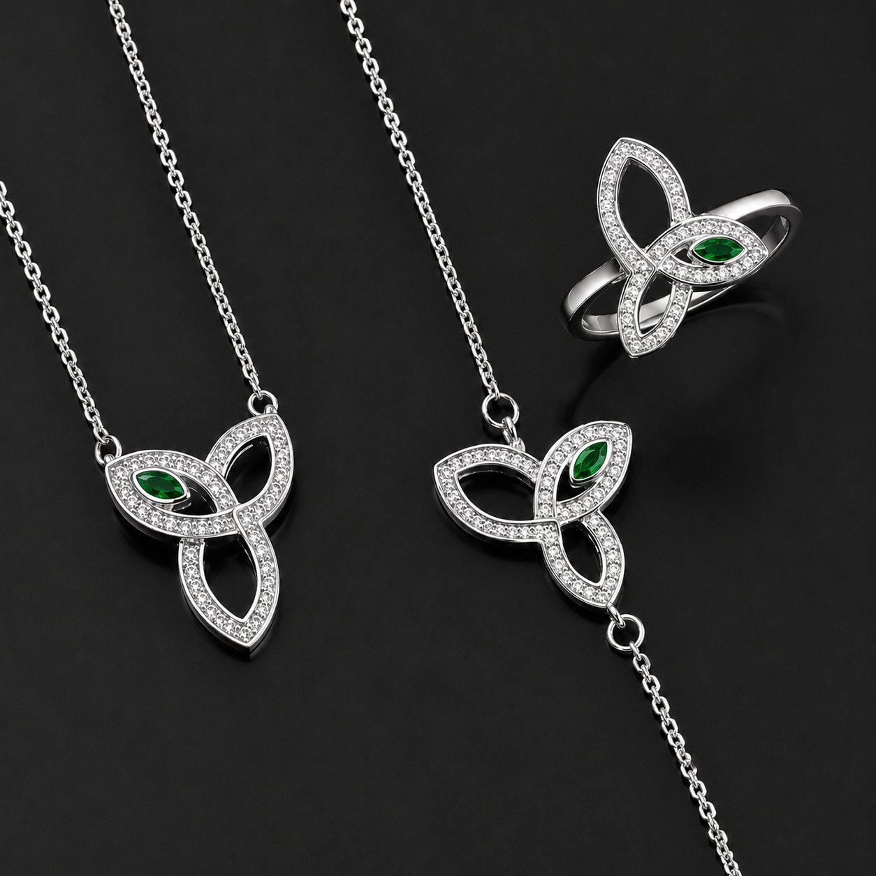 Green Butterfly Set 925 Sterling Silver