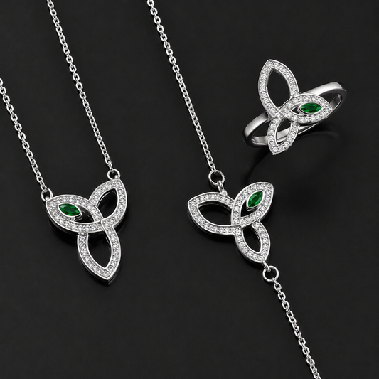 Green Butterfly Set 925 Sterling Silver