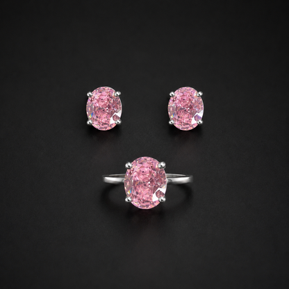 925 Silver Oval Rose Set