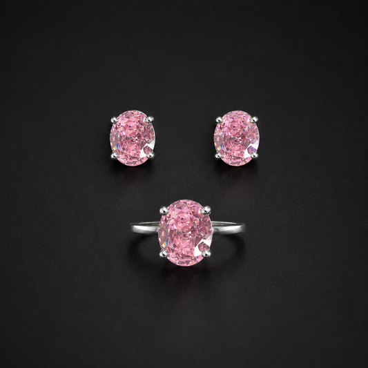 925 Silver Oval Rose Set