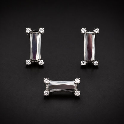 Sterling Silver Black Rectangular Set